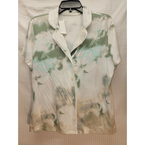 Sonoma Pajama Top Womens Sz Medium Tie Dye Button Down Short Sleeve - Picture 1 of 5